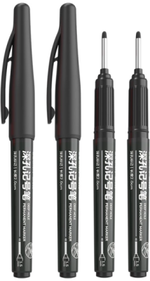 Набор маркеров перманентных Deli SK212 BLACK удл. пиш. наконечник 2.8мм водостойкий 1цв. черный коробка картонная (4шт.)