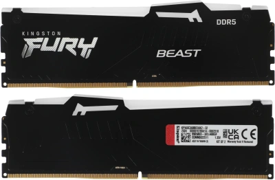Память DDR5 2x16GB 6000MHz Kingston KF560C36BBE2AK2-32 Fury Beast RGB RTL Gaming PC5-48000 CL36 DIMM 288-pin 1.35В single rank с радиатором Ret