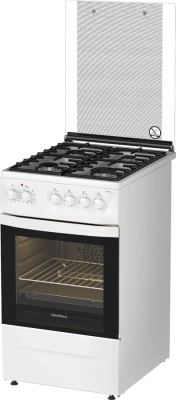 Плита Комбинированная Darina 1D1 КМ 241 311 W белый/черный (стеклянная крышка) реш.чугун