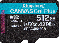 Флеш карта microSDXC 512GB Kingston SDCG4/512GBSP Canvas Go! Plus V30 A2 w/o adapter