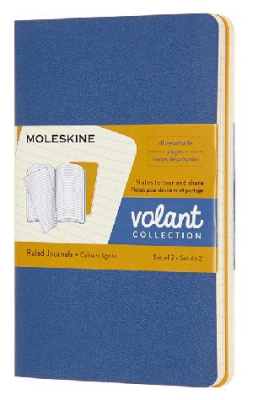 Блокнот Moleskine VOLANT QP711B41M17 Pocket 90x140мм 80стр. линейка мягкая обложка синий/желтый янтарный (2шт)