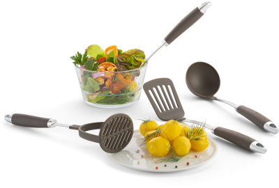 Лопатка для вторых блюд Rondell Mocco RD-1381 коричневый/стальной упак.:картонная подложка