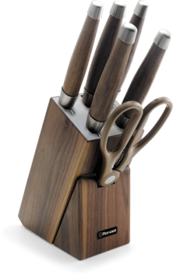 Набор ножей кухон. Rondell Glaymore RD-984 компл.:7предм. подставка/ножницы коричневый подар.коробка