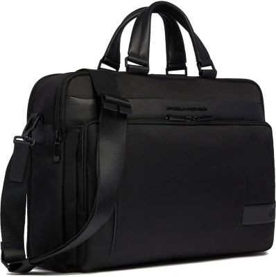 Деловая сумка Piquadro Wollem CA6637W129/N с отделением для ноутбука черный полиэстер/натур.кожа