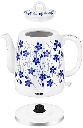 Чайник электрический Kitfort КТ-6788 1л. 1630Вт белый/синий корпус: керамика