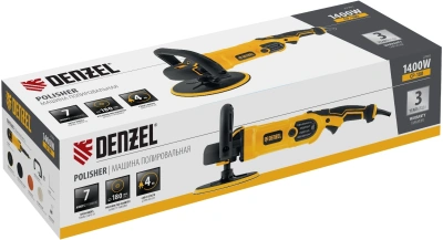 Полировальная машина Denzel CP-180 1400Вт 3000об/мин рез.шпин.:M14 d=180мм (27701)