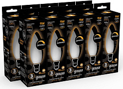 Лампа светодиодная Gauss Filament 103201109-D 9Вт цок.:E14 свеча 220B св.свеч.бел.теп. (упак.:10шт)
