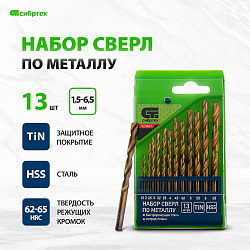 Набор сверл Сибртех 723867 по металлу (13пред.) для дрелей/перфораторов