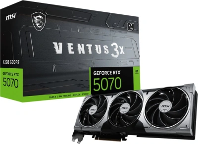 Видеокарта MSI PCI-E 5.0 RTX 5070 12G VENTUS 3X NVIDIA GeForce RTX 5070 12Gb 192bit GDDR7 2542/28000 HDMIx1 DPx3 HDCP Ret