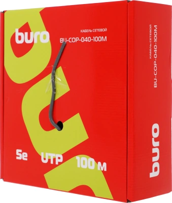 Кабель сетевой Buro BU-COP-040 UTP 4 пары cat.5E solid 0.40мм Cu 305м серый