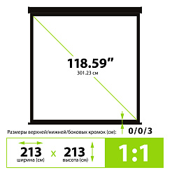 Экран Cactus 213x213см Wallscreen CS-PSW-213X213-BK 1:1 настенно-потолочный рулонный черный