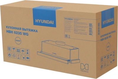 Вытяжка встраиваемая Hyundai HBH 6235 WG белый управление: кнопочное (1 мотор)