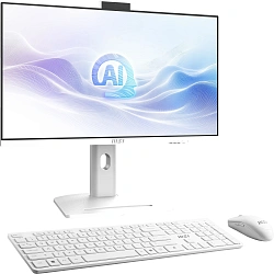 Моноблок MSI Modern AM273QP AI 1UM-095XRU 27" WQHD Core Ultra 7 155H (1.4) 16Gb SSD1Tb Graphics CR без ОС 2.5xGbitEth WiFi BT 120W клавиатура мышь Cam белый 2560x1440