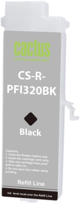 Картридж перезаправляемый струйный Cactus CS-R-PFI320BK PFI-320BK черный (260мл) для Canon imagePrograf TM-200/200MFP/205/300/300MFP/305/250/255/350/355 без чипа