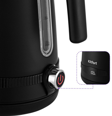 Чайник электрический Kitfort КТ-6121-1 1.7л. 2200Вт черный корпус: металл/пластик