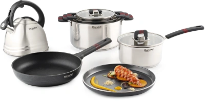 Ложка для первых/вторых блюд Rondell Stripes RD-1623 серый/красный упак.:картонная подложка