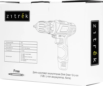 Дрель-шуруповерт Zitrek Green 12-Li-ion аккум. патрон:быстрозажимной (063-4041)