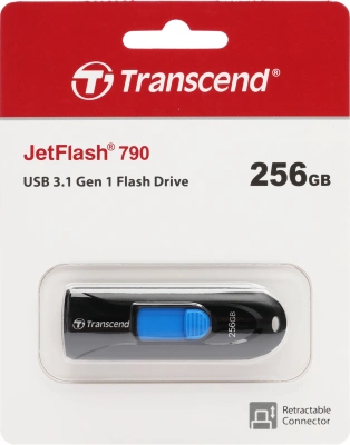 Флеш Диск Transcend 256Gb Jetflash 790 TS256GJF790K USB3.0 черный/синий