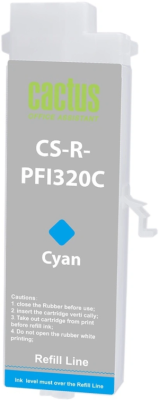 Картридж перезаправляемый струйный Cactus CS-R-PFI320C PFI-320C голубой для Canon imagePrograf TM-200/200MFP/205/300/300MFP/305/250/255/350/355 без чипа