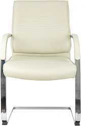 Кресло Бюрократ T-8010-LOW-V слоновая кость экокожа низк.спин. полозья металл хром