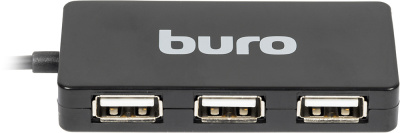 Разветвитель USB 2.0 Buro BU-HUB4-U2.0-Slim 4порт. черный