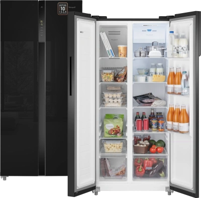 Холодильник Weissgauff WSBS 500 Inverter NoFrost 2-хкамерн. черный стекло