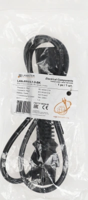 Шнур питания Lanmaster LAN-PP19/14-1.0-BK проводник.:3x0.75мм2 1м 220В 10А черный
