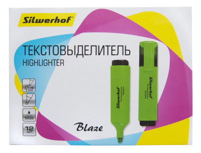 Текстовыделитель Silwerhof Blaze 108036-03 скошенный пиш. наконечник 1-5мм зеленый картон