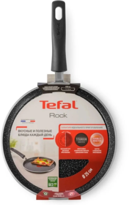 Сковорода блинная Tefal Rock 04235525 круглая 25см покрытие: Mineralia ручка несъемная (без крышки) черный
