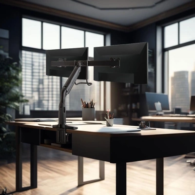 Кронштейн для мониторов Kromax OFFICE-20 черный 17"-35" макс.10кг настольный поворот и наклон