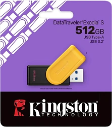 Флеш Диск Kingston 512GB DataTraveler Exodia S DTXS/512GB USB3.0 желтый/черный