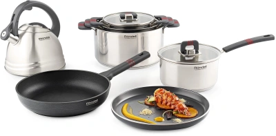 Кастрюля Rondell Stripes RDS-1638 5.2л. d=24см (с крышкой) стальной