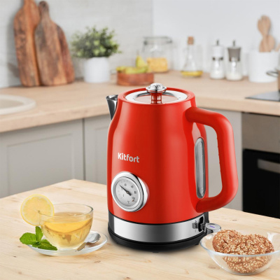 Чайник электрический Kitfort КТ-6147-3 1.7л. 2200Вт красный корпус: металл/пластик