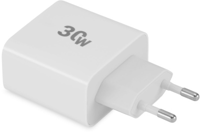 Сетевое зар./устр. Digma DGW3D 30W 3A (PD+QC) USB-C/USB-A универсальное белый (DGW3D0F110WH)