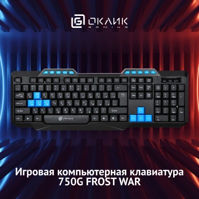 Клавиатура Оклик 750G FROST WAR черный/черный USB Multimedia for gamer (337452)