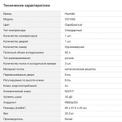 Холодильник Hyundai CO1003 1-нокамерн. серебристый