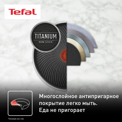 Сковорода Tefal Intuition B8170444 круглая 24см покрытие: Titanium ручка несъемная (без крышки) стальной (2100125769)