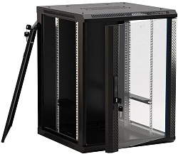 Шкаф коммутационный Hyperline (TWB-2766-GP-RAL9004) настенный 27U 600x600мм пер.дв.стекл 2 бок.пан. 60кг черный 520мм 49.9кг 180град. 1304мм IP20 сталь