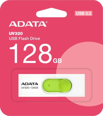 Флеш Диск A-Data 128GB UV320 AUV320-128G-RWHGN USB3.2 белый/зеленый