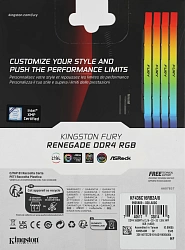 Память DDR4 8GB 3600MHz Kingston KF436C16RB2A/8 Fury Renegade RGB RTL Gaming PC4-28800 CL16 DIMM 288-pin 1.35В dual rank с радиатором Ret