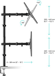 Кронштейн для мониторов Onkron D421E черный 13"-32" макс.32кг настольный поворот и наклон