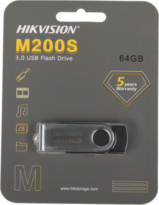 Флеш Диск Hikvision 64GB M200S Hiksemi HS-USB-M200S/64G/U3 USB3.0 серебристый/черный
