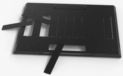 Шкаф серверный Hyperline (TTBR-4262-DD-RAL9004) напольный 42U 600x1200мм пер.дв.перфор.2ств. 2 бок.пан. задн.дв.перфор.2-хст. 800кг черный 1110мм 2055мм IP20 сталь