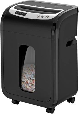 Шредер Cactus CS-SH-G6 черный/серебристый (секр.P-5) фрагменты 16лист. 30лтр. скрепки скобы пл.карты CD