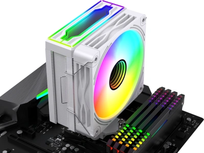 Устройство охлаждения(кулер) Bloody BD-AC205-ARGB1 ARGB Soc-AM5/AM4/1200/1700/1851 белый 4-pin 14-26dB Al+Cu LCD 205W 513gr Ret (BD-AC205-ARGB1-WH)