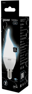 Лампа светодиодная Gauss 6.5Вт цок.:E14 свеча 220B св.свеч.бел.нейт. (упак.:10шт) (104101207)