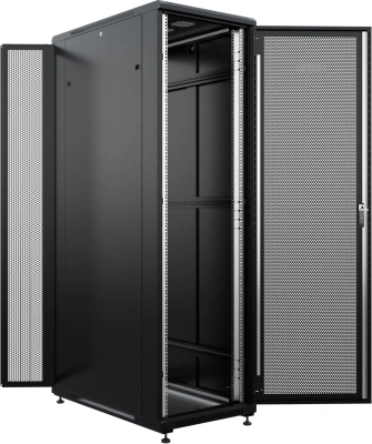Шкаф серверный NTSS Премиум (NTSS-R42U60120PD/PDD-BL) напольный 42U 600x1200мм пер.дв.перфор. металл 900кг серый 1110мм 150кг IP20 металл
