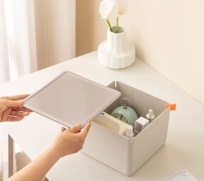 Короб для хранения Deli XDM13green 212x212x153мм зеленый/серый пластик