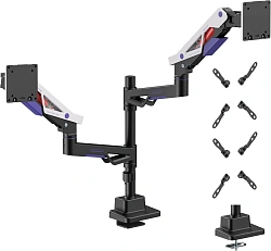 Кронштейн для мониторов Ultramounts UM742BW черный/белый 24"-57" макс.27кг крепление к столешнице поворот и наклон