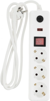 Сетевой фильтр IEK СФ-03К 1.5м (3 розетки) белый (коробка)